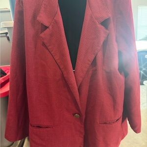 Red Women's Blazer Jacket - Classic Single-Button Blazer p12